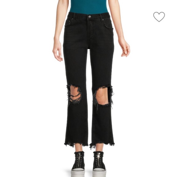 Free People Maggie Mid Rise Distressed Wide Leg Jeans - Picture 6 of 6